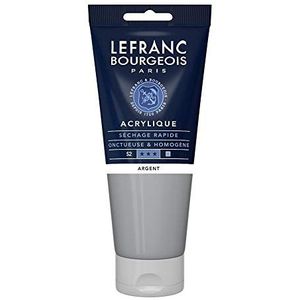 Lefranc Bourgeois 300447 fijne acrylverf, sterk gepigmenteerd, goed dekkingsvermogen, homogene romige textuur, bestand tegen veroudering, lichtecht, tube van 200 ml - zilver