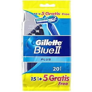 Gillette Blue II Plus Scheermesjes voor heren, 20 stuks