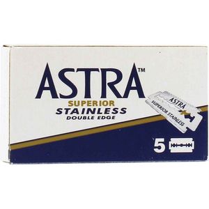 Astra - Superior - Scheermesjes - 5 Stuks - Dubbelzijdig - Rvs