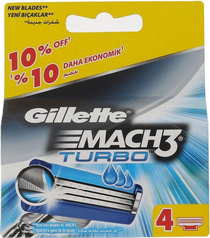 Gillette - Mach3 Turbo - Scheermesjes - 4 Stuks