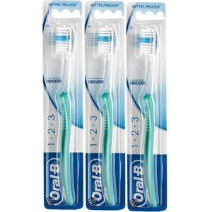 Oral-B - Medium - 1-2-3 Indicator - 35M - Tandenborstel - 3 Stuks - Voordeelverpakking