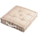 Stof Textile Vloerkussen DUO - lichtbeige - katoen - 45 x 45 x 10 cm - vierkant - Extra dik - extra zitplaatsen - spelen - gamen - relaxen