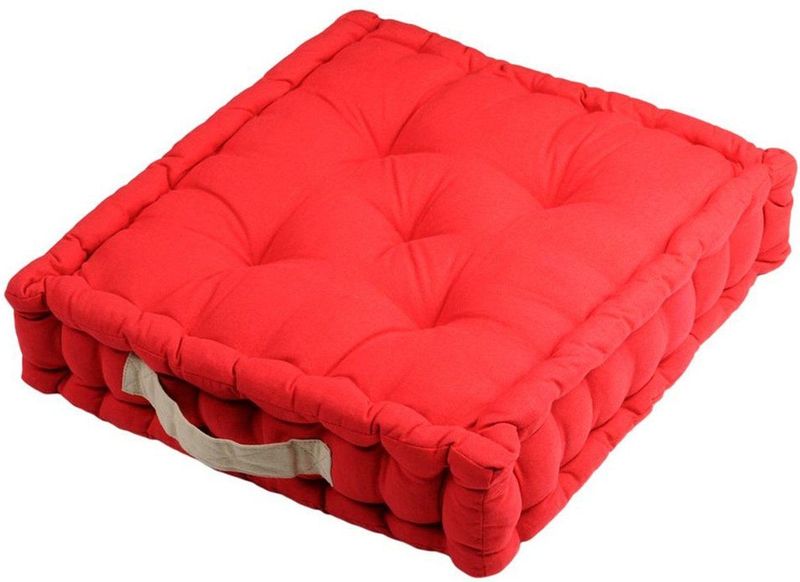 Stof - Vloerkussen - Rood - Katoen - Extra Dik