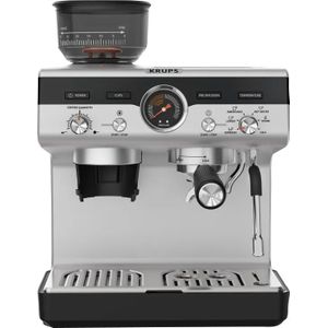 Krups XP801T Precision pistonmachine, halfautomatische espressomachine met molen, perfect gemaakte espresso, intuïtieve interface, bonenreservoir van 250 g, 30 maalinstellingen