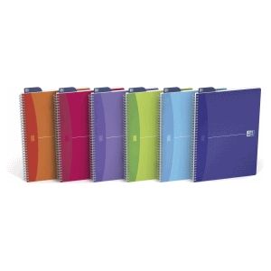 5 x Oxford Spiralbuch Office My Colours A4 kariert 5 mm 90 Blatt 90 g/