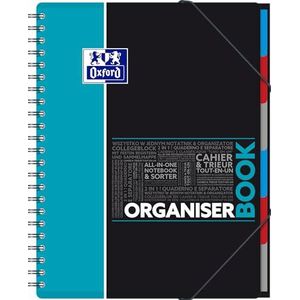 Oxford Organiserbook A4 studie, collegeblok, geruit, 80 vellen, willekeurige kleur, geen kleurwens mogelijk