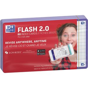 Oxford Flash 2.0 - Flashcards - Geruit 5mm - A7 - Paarse rand - 80 stuks