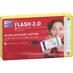 Oxford Flash 2.0 - Flashcards - Geruit 5mm - A7 - Gele rand - 80 stuks