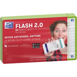 OXFORD Karteikarten FLASH 2.0 DIN A7 weiß, grün kariert, 80 St.