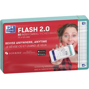 Oxford Flash 2.0 - Flashcards - Geruit 5mm - A7 - Mint Groene rand - 80 stuks