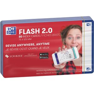 Flashcard oxf 2.0 75x125mm 80vel 250gr lijn blauw