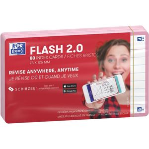 Oxford Flash 2.0 - Flashcards - Gelijnd - A7 - Roze rand - 80 stuks