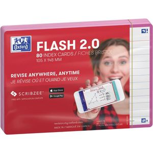 Oxford Flash 2.0 - Flashcards - Gelijnd - A6 - Fuchsia rand - 80 stuks