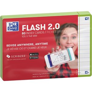 Oxford Flash 2.0 - Flashcards - Gelijnd - A6 - Groene rand - 80 stuks