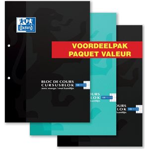 Oxford Actiepak Scratch&Win - Cursusblokken - 3x A4 - Ruit 4x8mm - Schrijfblok - 100 vel