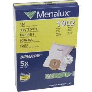 Menalux Duraflow Stofzuigerzakken, 10 x 3,2 l, synthetische fleece zakken met microfilter voor AEG, Progress, Tornado stofzuigers