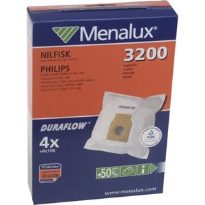 Menalux 3200 - 4 stuks  - Cilinderstofzuigerzak geschikt voor Nilfisk en Philips