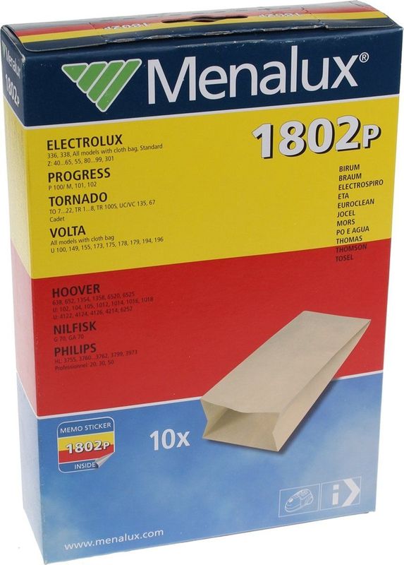 Menalux 1802 P - Stofzuigerzakken - Geschikt voor Progress, Nilfisk en Thomas