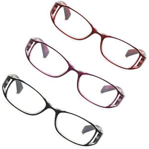 3 modieuze leesbrillen, anti-blauwlichtlenzen, ergonomisch ontworpen flexibele poten (Kleur : Red, Grootte : 2.5x)