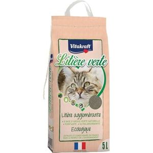 VITAKRAFT - Groene kattenbakvulling - Milieuvriendelijke en composteerbare kattenbakvulling - Geurremmend - Ultra-absorberend - Reinigend - Recyclebare zak van 5 liter
