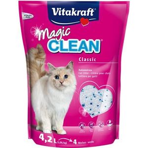 Vitakraft Magic Clean Classic, kattenbakvulling niet-klonterend, op basis van minerale korrels, bacterieremmend, bijzonder stofarm, gaat 4 weken mee (1x 4,2 liter)