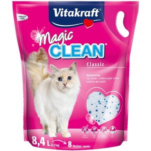 Vitakraft Magic Clean Classic, Kattenbakvulling niet klonterend, gemaakt van minerale korrels, Bacterie remmend, bijzonder stofarm, gaat 8 weken mee (1x 8,4L)