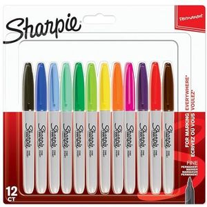 Sharpie Permanentmarkers | Fijne punt | Diverse kleuren | 12 stuks