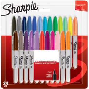 Sharpie Permanentmarkers | Fijne punt | Diverse kleuren | 24 stuks