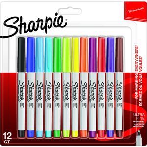 Sharpie permanente markers | Ultrafijne punt | Diverse kleuren | 12 stuks