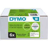 DYMO LW Labels/etiketten voor zendingen en naambordjes, 54 mm x 101 mm, 6 rollen à 220 etiketten (1320 etiketten), voor labelWriter labels