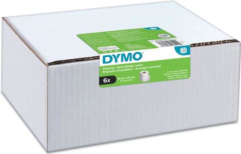 DYMO LW Labels/etiketten voor zendingen en naambordjes, 54 mm x 101 mm, 6 rollen à 220 etiketten (1320 etiketten), voor labelWriter labels