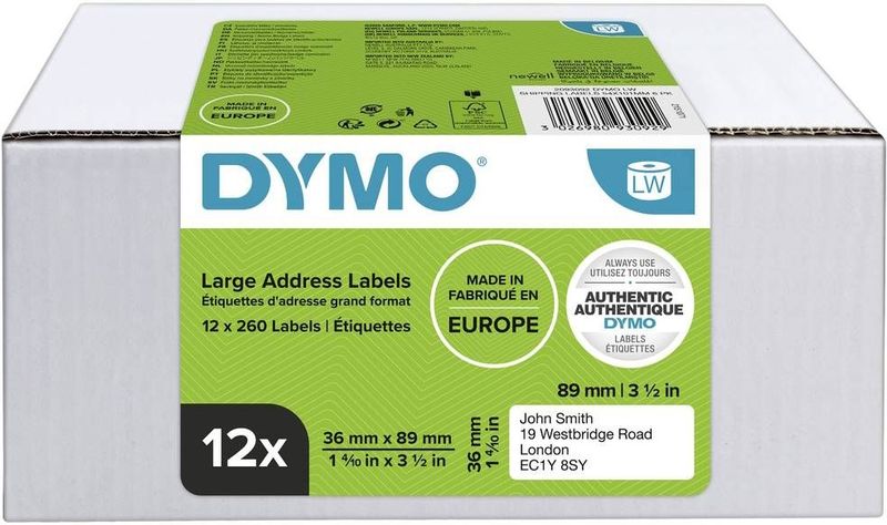 Dymo Adres-etiketten Groot 36 X 89 Mm Wit 12x 260 St.