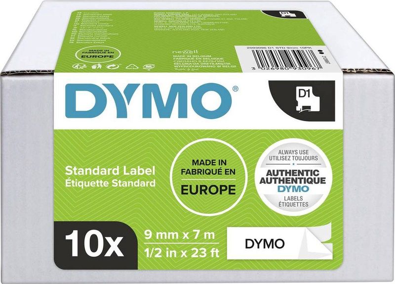 1x10 Dymo D1 Printlint 9mmx7m Zwart Op Wit