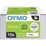 DYMO originele D1 labels | Zwarte Tekst op Wit Label | 12 mm x 7 m | zelfklevende etiketten voor de LabelManager labelprinters | 10 stuks | gemaakt in Europa