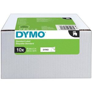 DYMO D1 originele zelfklevende etiketten, zwarte print op witte achtergrond, 19 mm x 7 m, voor LabelManager labelapparaten, 10 rollen