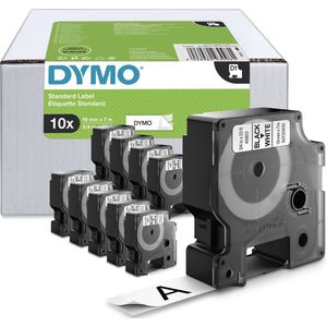 DYMO - Labeltape 45803 - Zwart/Wit - 7 m x 19 mm - 10 Stuks