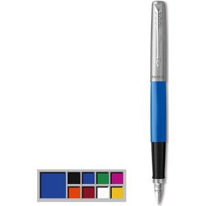 Parker Jotter Originals vulpen | klassieke blauwe afwerking | middelste punt | blauwe inkt, wit, A4 (21 x 29,7 cm), 1