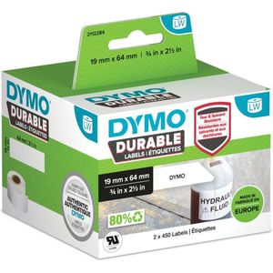 DYMO LW Duurzame industriële etiketten | authentiek | wit kunststof | 19 x 64 mm | 2 rollen à 450 (900 stuks) | voor LabelWriter 450/550 en 4XL/5XL labelapparaten