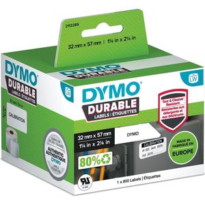 DYMO originele Duurzame LabelWriter labels | 57 mm x 32 mm | Witte Poly | 800 zelfklevende etiketten | Stevige labels voor de LabelWriter labelprinters