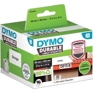 DYMO Rol met etiketten 102 x 59 mm Polypropyleen folie Wit 300 stuk(s) Permanent hechtend 2112290 Universele etiketten, Adresetiketten