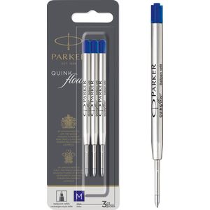 Parker balpenvulling - medium punt - blauwe QUINKflow-inkt - 3 stuks