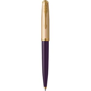 Parker 51 balpen  pruimkleurige hars met gouden detail  medium punt en zwarte inkt  met Geschenkdoos