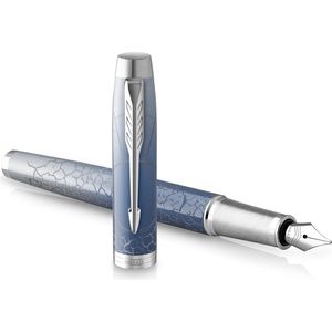 PARKER IM Premium Polar, Vulpen, Gradiënt, Chrome Trims, Fine Nib, Blue Inkt Cartridge Gift Box