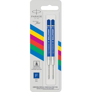 Parker-balpenvullingen | fijne punt | blauwe QUINKflow-inkt | 2 stuks