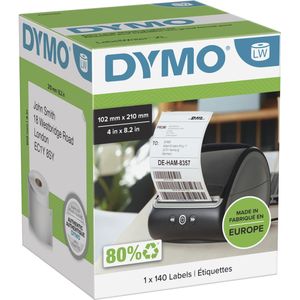 Dymo etiketten LabelWriter ft 102 x 210 mm (DHL), wit, 220 etiketten - blauw Papier 459818