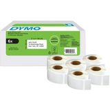 DYMO LW Retouretiketten, zelfklevend, 25 mm x 54 mm, 6 rollen 500 etiketten om af te pellen (3.000 stuks), voor labelWriter labels