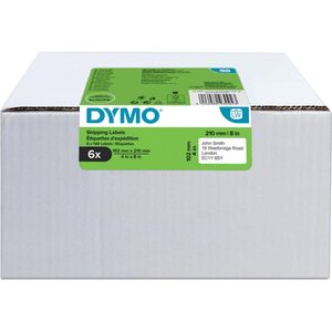 DYMO Originele LW verzendlabels voor LabelWriter etikettenmachine 5XL/4XL | 102 mm x 210 mm | 6 rollen 140 gemakkelijk verwijderbare etiketten (840 stuks) | zwarte print op witte achtergrond