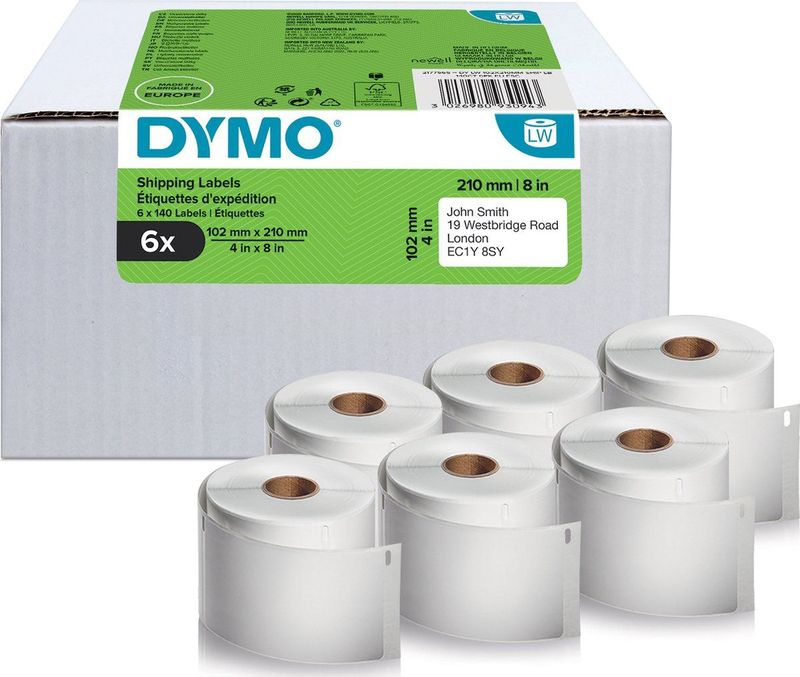 Dymo - LabelWriter 5XL - Verzendlabel - Wit - 102x210mm - 6 Rollen á 140 Stuks