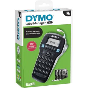 Dymo - LabelManager 160 - Etiketteringsapparaat - Zwart - Value Pack met 3 D1 tapes 12mm