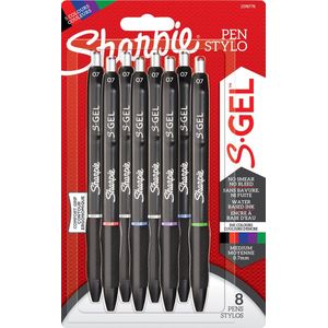 Sharpie S-Gel | Gelpennen | Medium punt (0,7 mm) | Diverse kleuren | 8 stuks